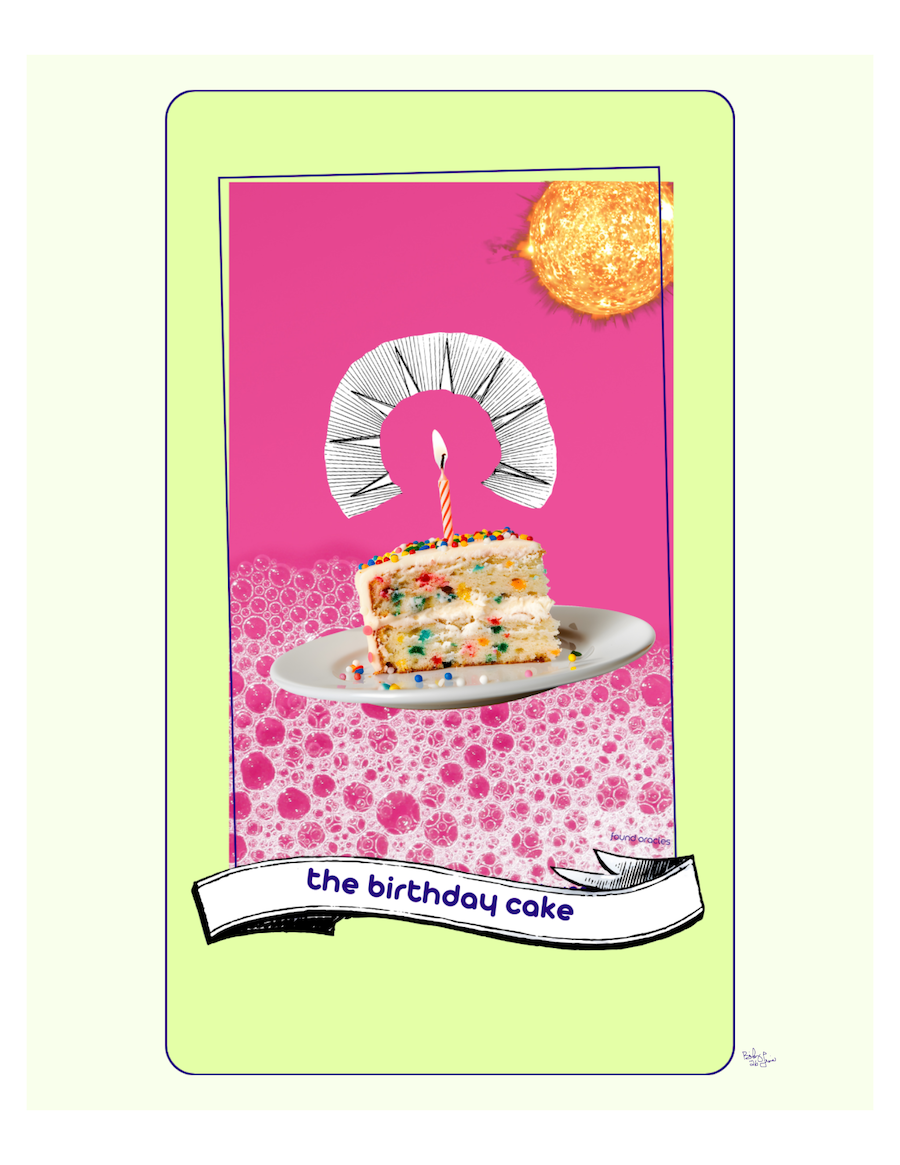 "This Next Trip Around the Sun" Birthday Cake Oracle Art Print - Digital Download