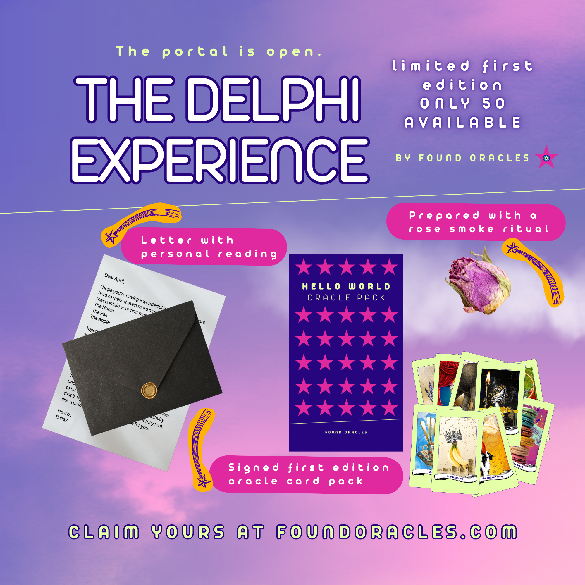 The Delphi Experience: "HELLO WORLD" First Edition Oracle Cards Plus Personal Reading